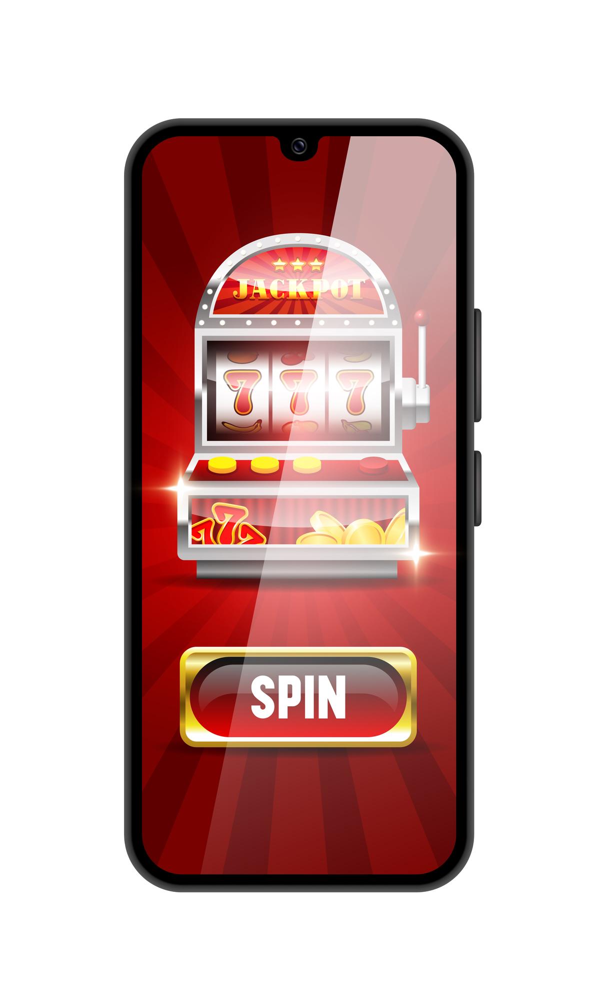 Interface de casino en ligne sur mobile avec jetons